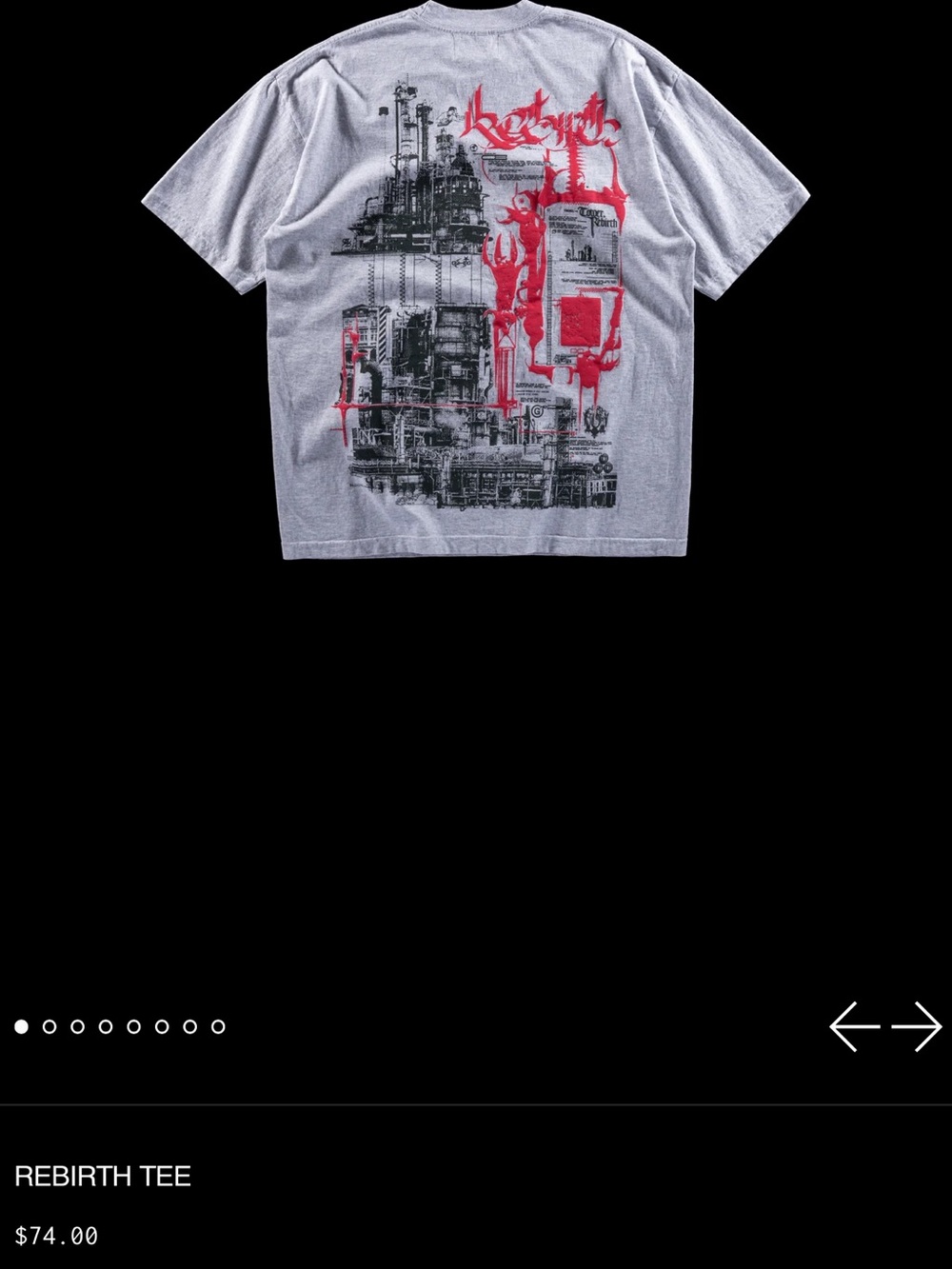 Ghost Hardware Rebirth Graphic Tee - Gray with Red & Black Print